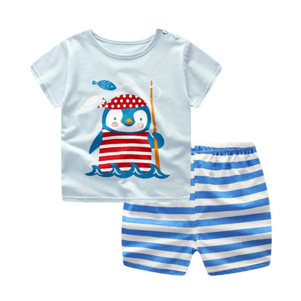 Cartoon T-Shirt & Casual Clothing Set for Baby Boys and Girls
