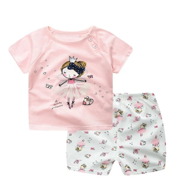 Cartoon T-Shirt & Casual Clothing Set for Baby Boys and Girls
