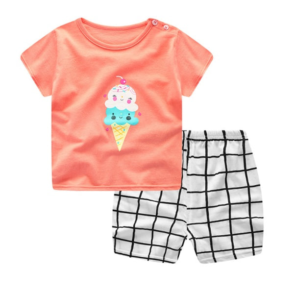 Cartoon T-Shirt & Casual Clothing Set for Baby Boys and Girls