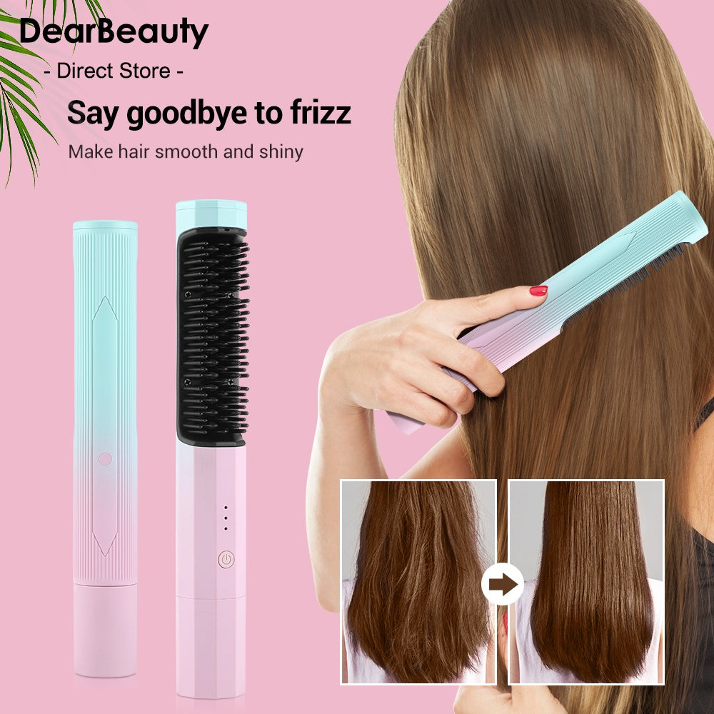 2-in-1 Wireless Hair Straightener & Curler – USB Rechargeable