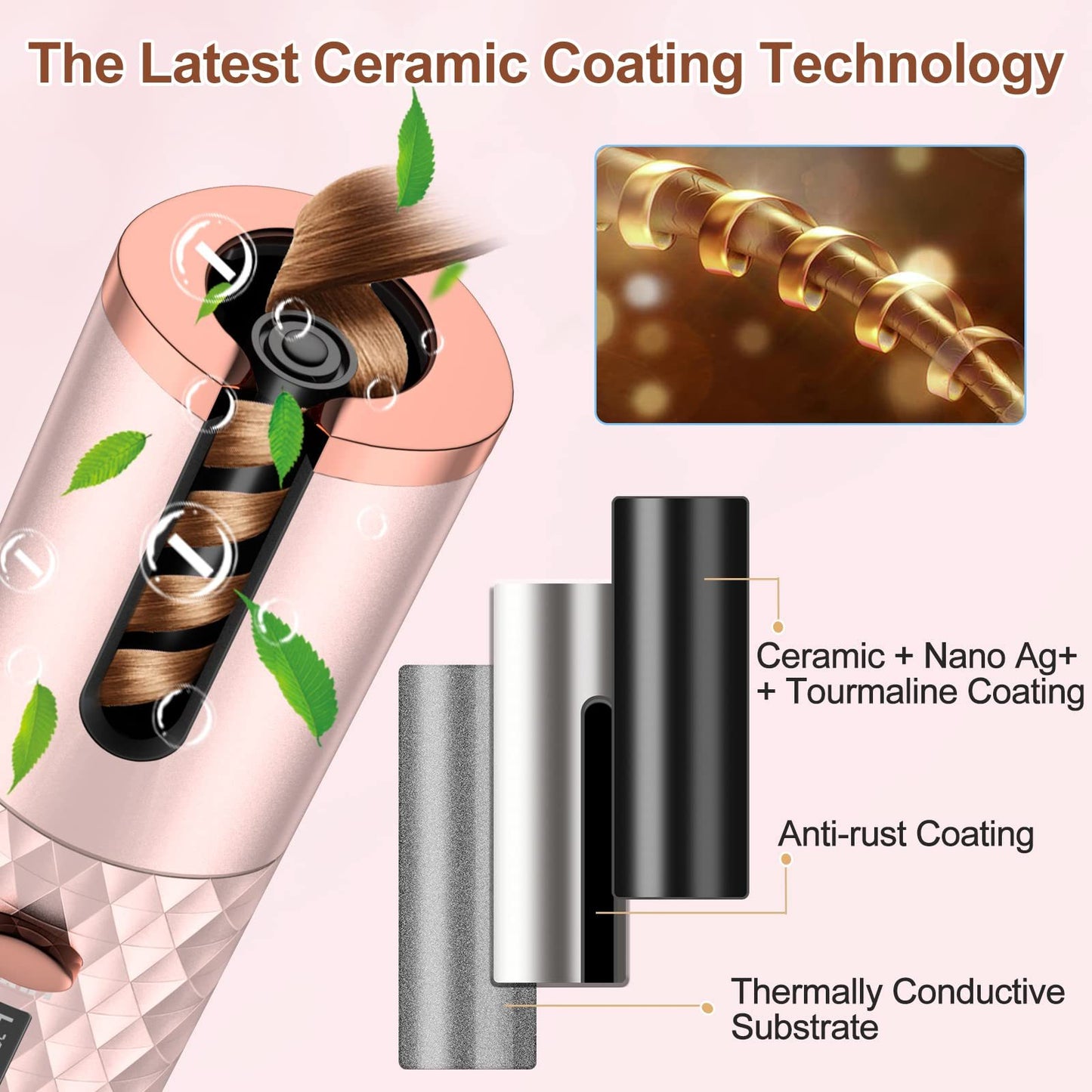 Rechargeable Automatic Hair Curler – Portable Ceramic Curling Iron