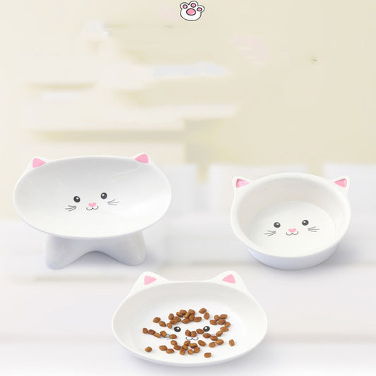 Ceramic Cat Face Pet Bowl – Easy-to-Clean Food & Water Dish