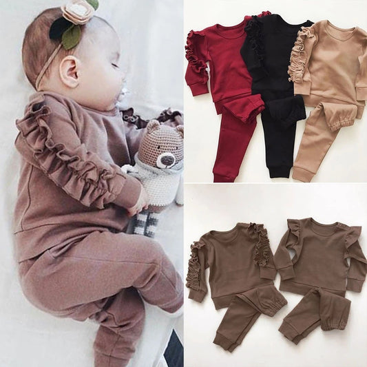 Newborn Baby Ruffle 2Pcs Fall Outfit Set