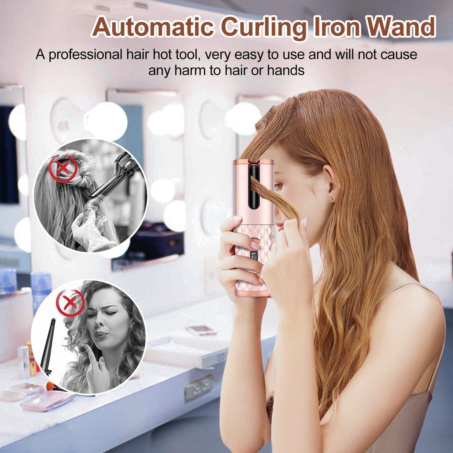 Rechargeable Automatic Hair Curler – Portable Ceramic Curling Iron