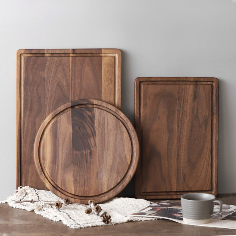 Black Walnut Wood Cutting Board — Creative Whole Tray Fruit & Kitchen Chopping Block