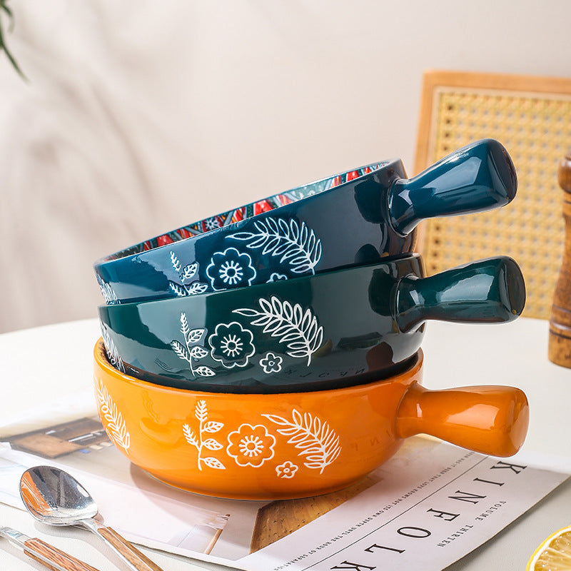 Glazed Ceramic Salad & Dessert Bowl Household Use