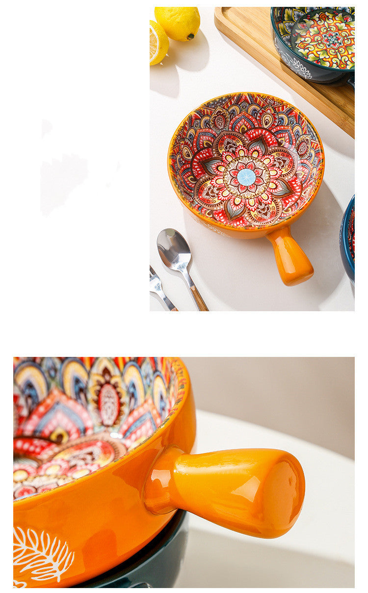 Glazed Ceramic Salad & Dessert Bowl Household Use