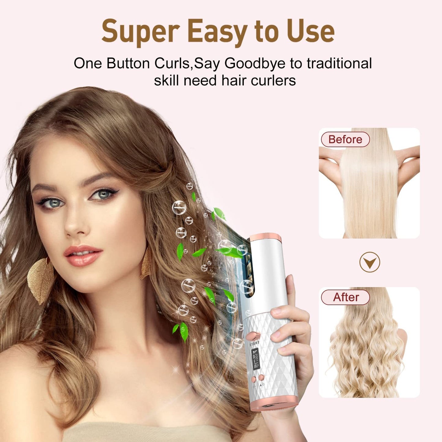 Rechargeable Automatic Hair Curler – Portable Ceramic Curling Iron